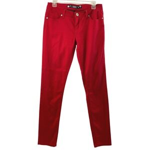 Womens Red Jeans Size 31" W Skinny Low Rise Stretch Pockets Comfy Casual‎
